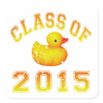 Class Of 2015 Rubber Duckie - Orange 2 Square Stickers