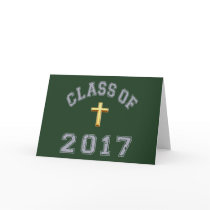 Class Of 2017 Christian Cross - grey 2 Greeting Cards