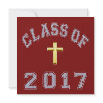 Class Of 2017 Christian Cross - grey 2 Personalized Invite