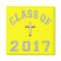 Class Of 2017 Christian Cross - grey 2 Fridge Magnets