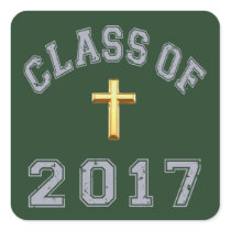 Class Of 2017 Christian Cross - grey 2 Square Sticker