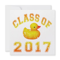 Class Of 2017 Rubber Duckie - Yellow/Red 2 Invitations