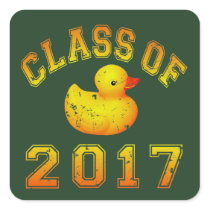 Class Of 2017 Rubber Duckie - Yellow/Red 2 Square Sticker