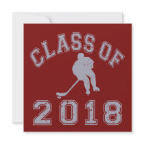 Class Of 2018 Hockey - Grey 2 Personalized Invitations