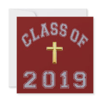 Class Of 2019 Christian Cross - Grey 2 Custom Invite