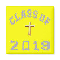 Class Of 2019 Christian Cross - Grey 2 Refrigerator Magnets