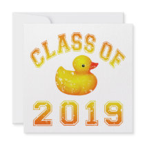 Class Of 2019 Rubber Duckie - Yellow/Red 2 Personalized Invitations