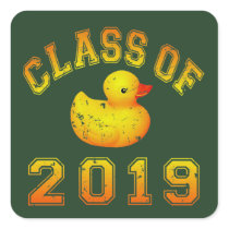 Class Of 2019 Rubber Duckie - Yellow/Red 2 Square Sticker