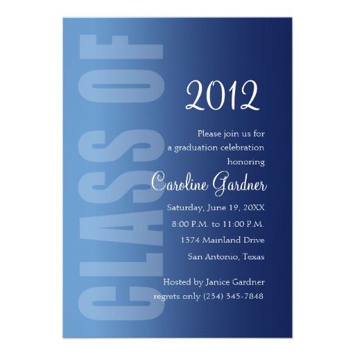 Class of 20XX Graduation Any Colour with Navy Fade Invite