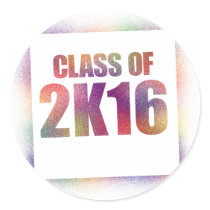 class of 2k16, class of 2016 round sticker