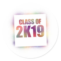 class of 2k19, class of 2019 round sticker