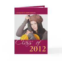 Class of maroon red graduation photo announcement
