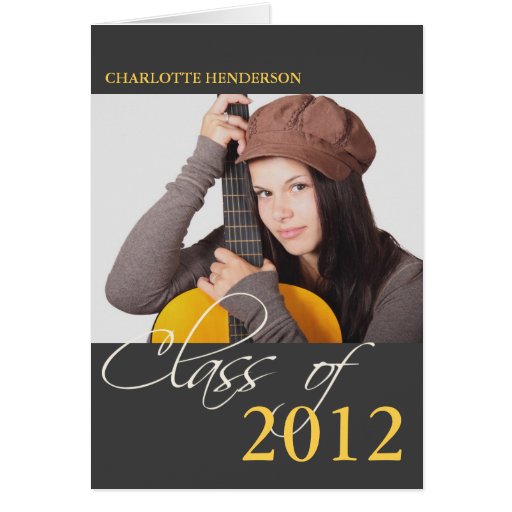 Class of slate grey graduation photo announcement cards