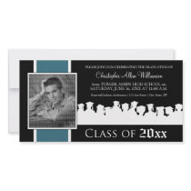 Class of [YEAR] Graduation Announcement: blue Customized Photo Card