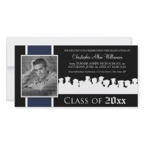 Class of [YEAR] Graduation Announcement: navy blue Custom Photo Card
