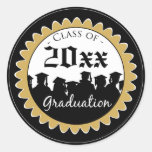 Class of [YEAR] Graduation Invitation Seal: black Round Stickers