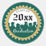 Class of [YEAR] Graduation Invitation Seal: green Round Sticker