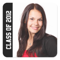 Class photo school year graduation memento black square stickers