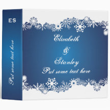 Classeur blanc bleu de mariage d'hiver de flocon d
