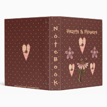 Classeur d'Avery de carnet de coeurs et de fleurs 
