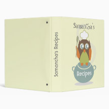 Classeur de recette - hibou avec le chapeau, la cu