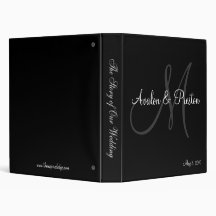 Classeur noir et blanc de monogramme élégant de ma