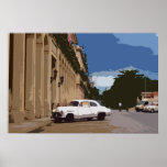 classic american car in cuba posters