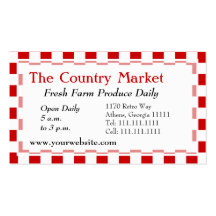 Classic American Red and White Farm House Gingham Business Cards
