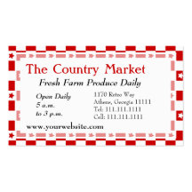 Classic American Red and White Farm House Gingham Business Card Templates