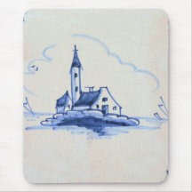 Classic Antiquarian Delft Blue Tile - Church Mouse Pads
