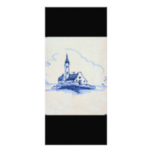 Classic Antiquarian Delft Blue Tile - Church Rack Card Template