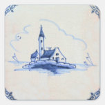 Classic Antiquarian Delft Blue Tile - Church Square Stickers