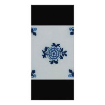 Classic Antiquarian Delft Blue Tile - Floral Motif Rack Card
