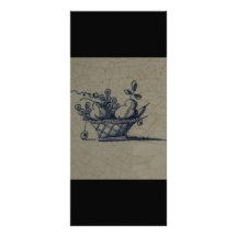 Classic Antiquarian Delft Blue Tile - Fruit Basket Rack Card Design