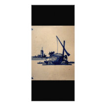 Classic Antiquarian Delft Blue Tile - Water Well Rack Card Template