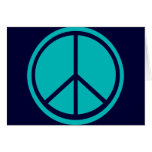 Classic Aqua Blue Peace Sign Greeting Cards