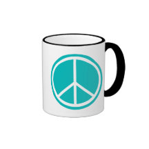Classic Aqua Blue Peace Sign Mug