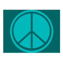 Classic Aqua Blue Peace Sign Post Cards