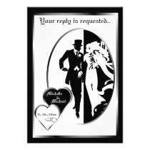 Classic Black and White Wedding RSVP Card invitations