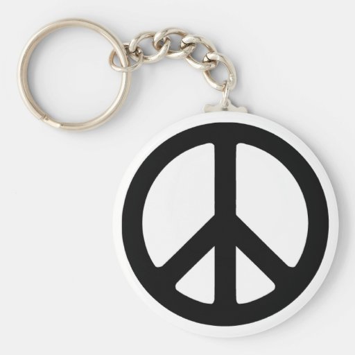 Classic Black Groovy Peace Symbol Keychains