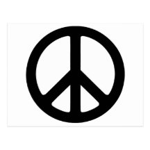 Classic Black Groovy Peace Symbol Postcard