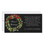 Classic Black Holly Wreath Imprinted Flat Cards Photo Card Template