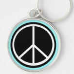 Classic Black White Retro Peace Sign Key Chain