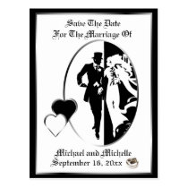 Classic Black White Wedding Save The Date Postcard postcards