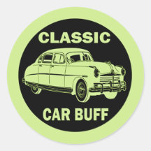 Classic Car Buff Round Stickers