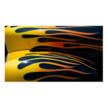 classic car flames black background business card template