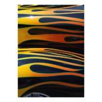 classic car flames black background invitations