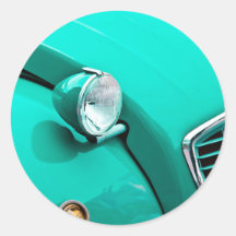 Classic Car Grill and Headlight Photograph Round Sticker