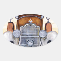Classic car vintage vehicles oval sticker