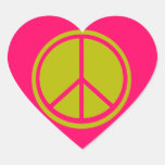 Classic Chartreuse Green Peace Sign Heart Sticker